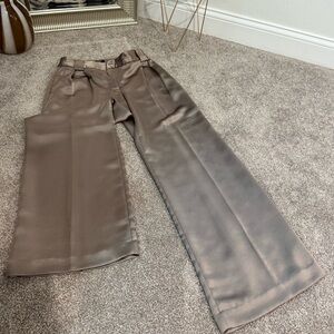 Express Women's Satin Wide Leg Pants - Taupe